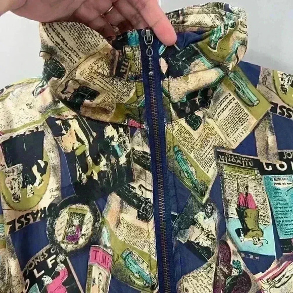 Activology Vintage 90s Bomber Jacket Womens Large Golf Novelty Eclectic Grandpa - Picture 3 of 13